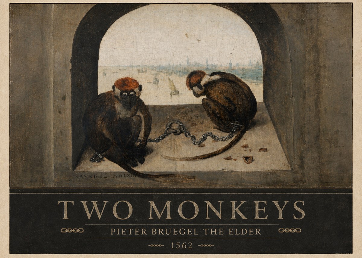 Pieter Bruegel Two Monkeys II No4 - Poster