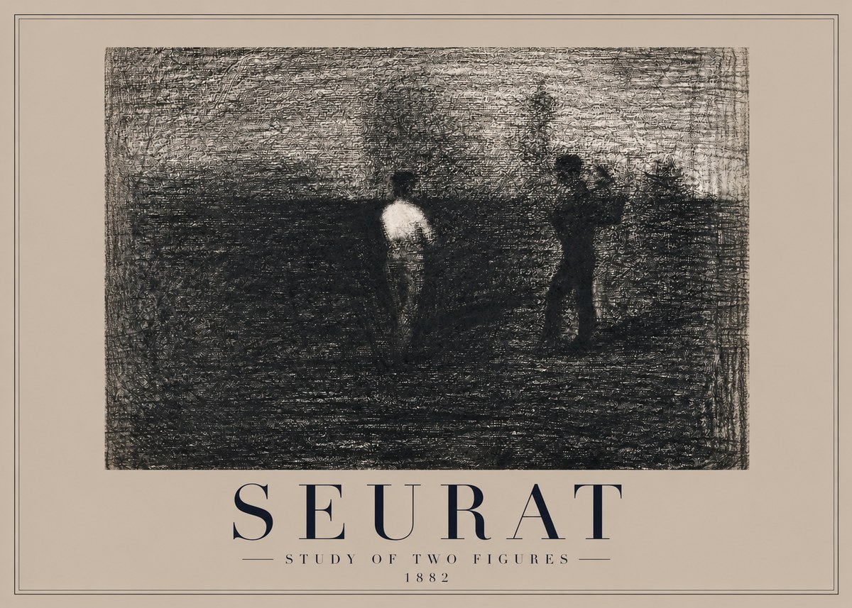 Seurat Study of Two Figures No2 - Poster