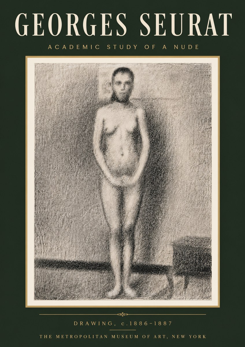Seurat Academic Study of a Nude No6 - Poster