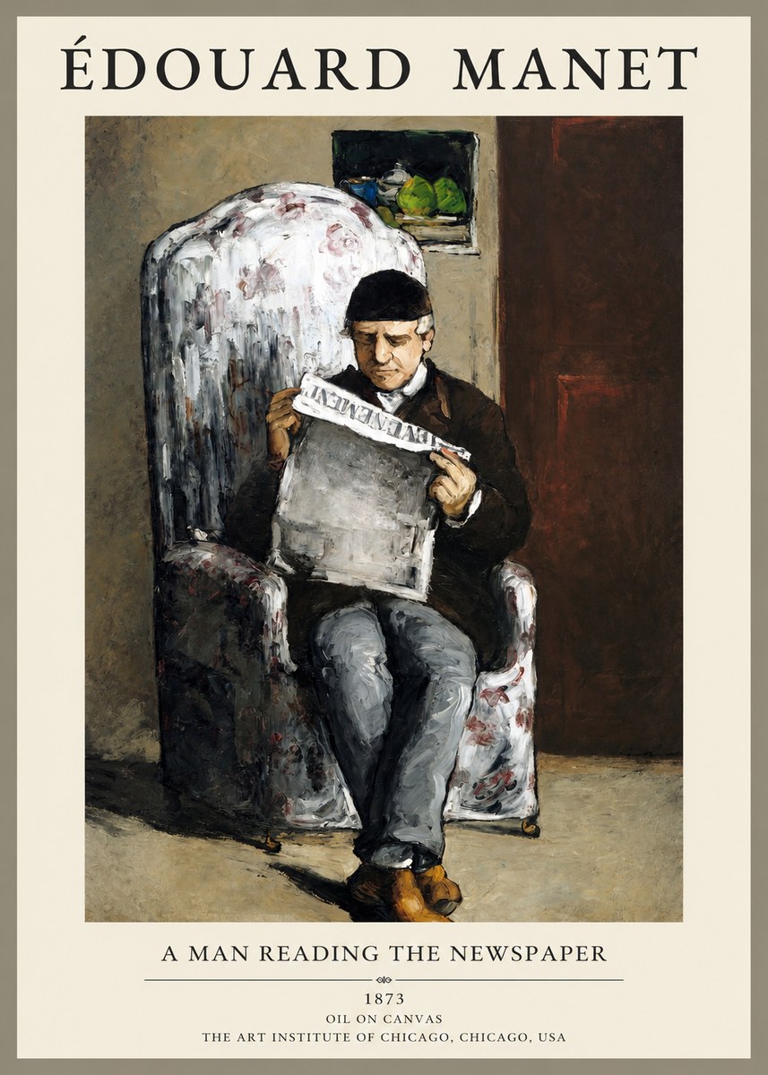 Édouard Manet A Man Reading the Newspaper No1 - Poster