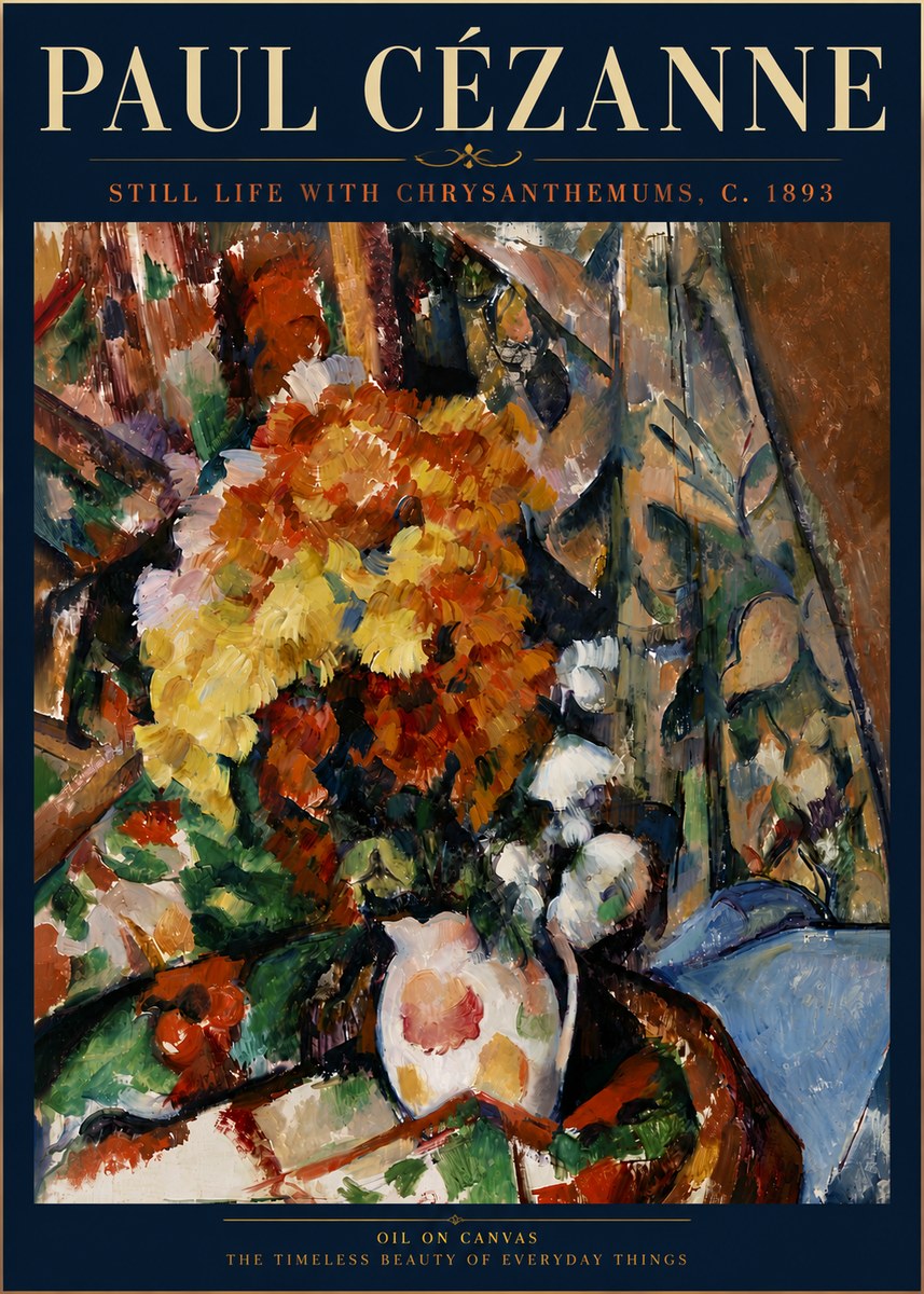 Paul Cézanne Still Life with Chrysanthemums No6 - Poster