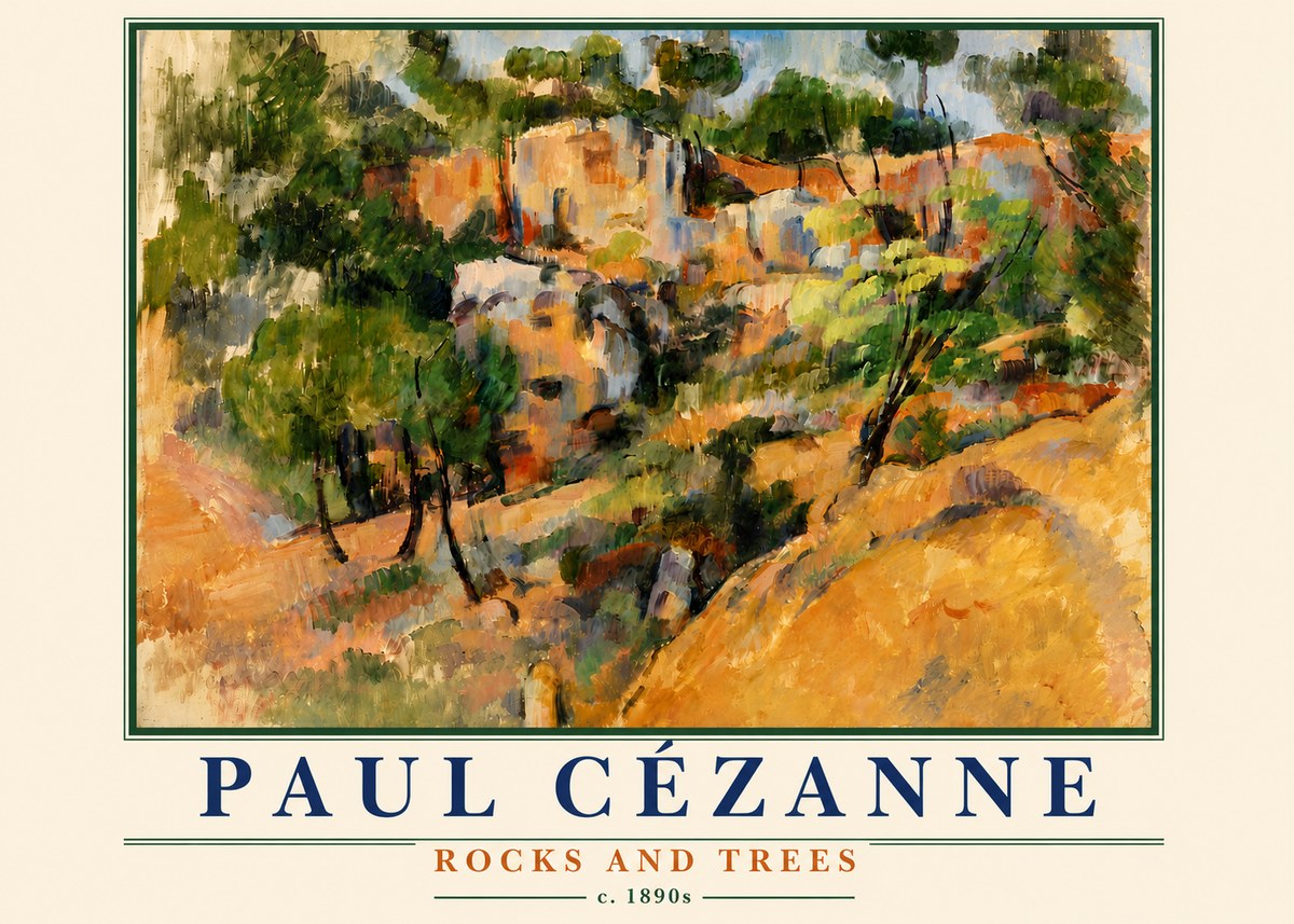 Paul Cézanne Rocks and Trees III No6 - Poster