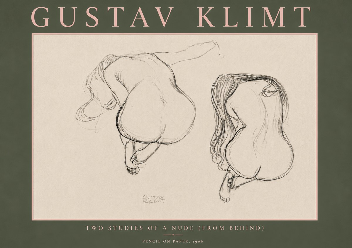 Klimt Two Studies of a Nude (from Behind) No5 - Poster