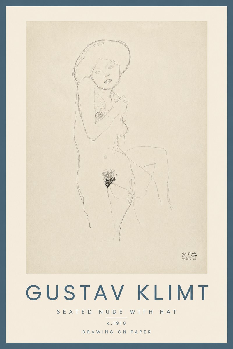 Klimt Seated Nude with Hat No5 - Poster