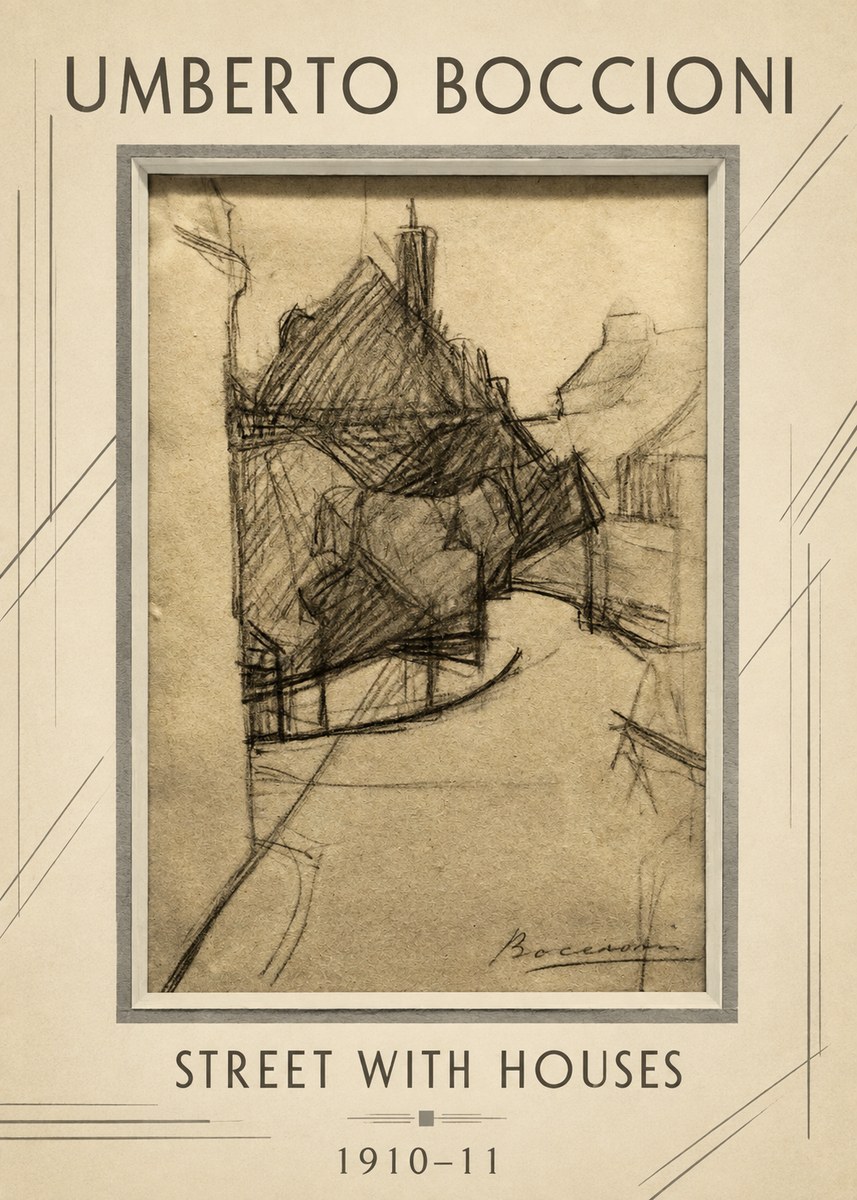 Umberto Boccioni Street with Houses No1 - Poster