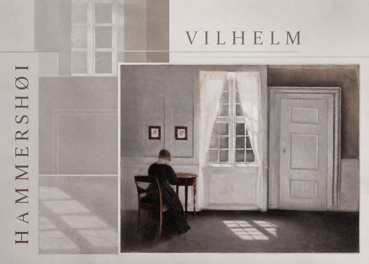 Vilhelm Hammershøi Interior with a Woman from the Back No6 - Poster