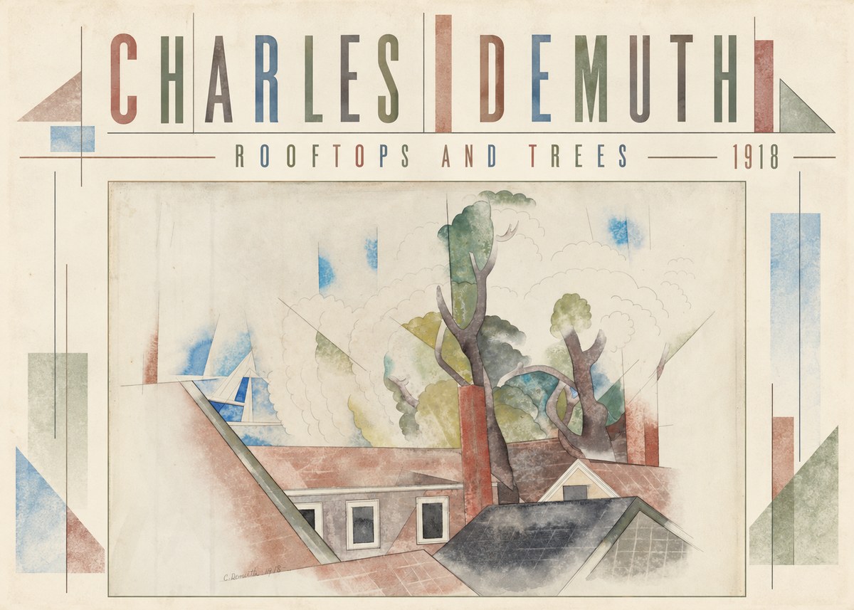 Charles Demuth Rooftops and Trees No5 - Poster