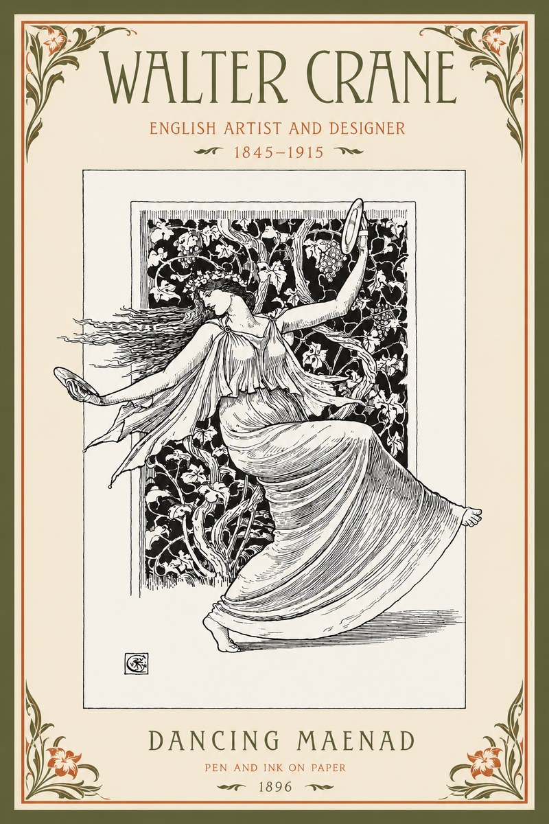 Walter Crane Dancing Maenad No2 - Poster