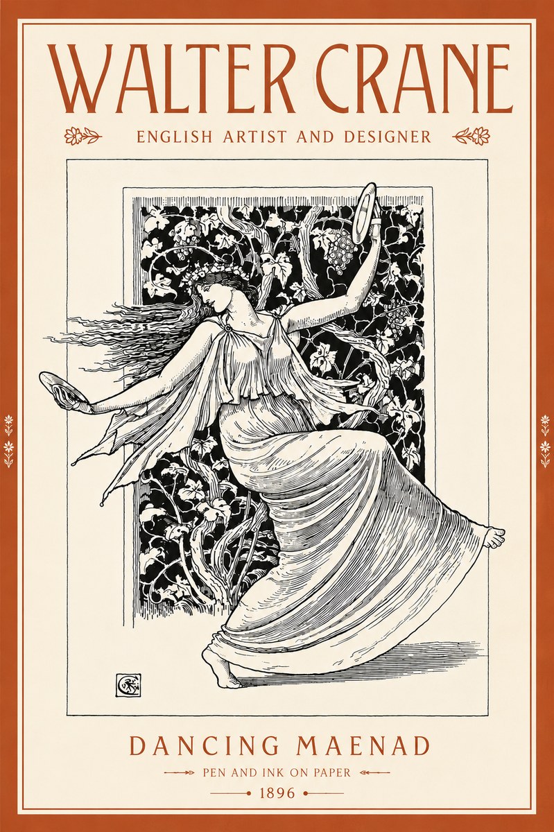 Walter Crane Dancing Maenad No5 - Poster