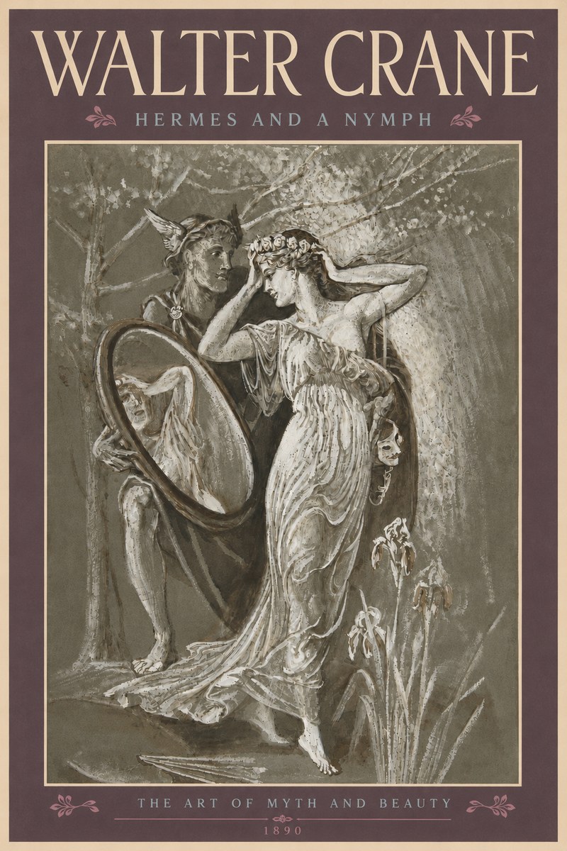 Walter Crane Hermes and a Nymph No5 - Poster