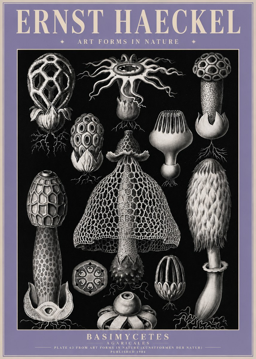 Ernst Haeckel Basimycetes Agaricales No4 - Poster
