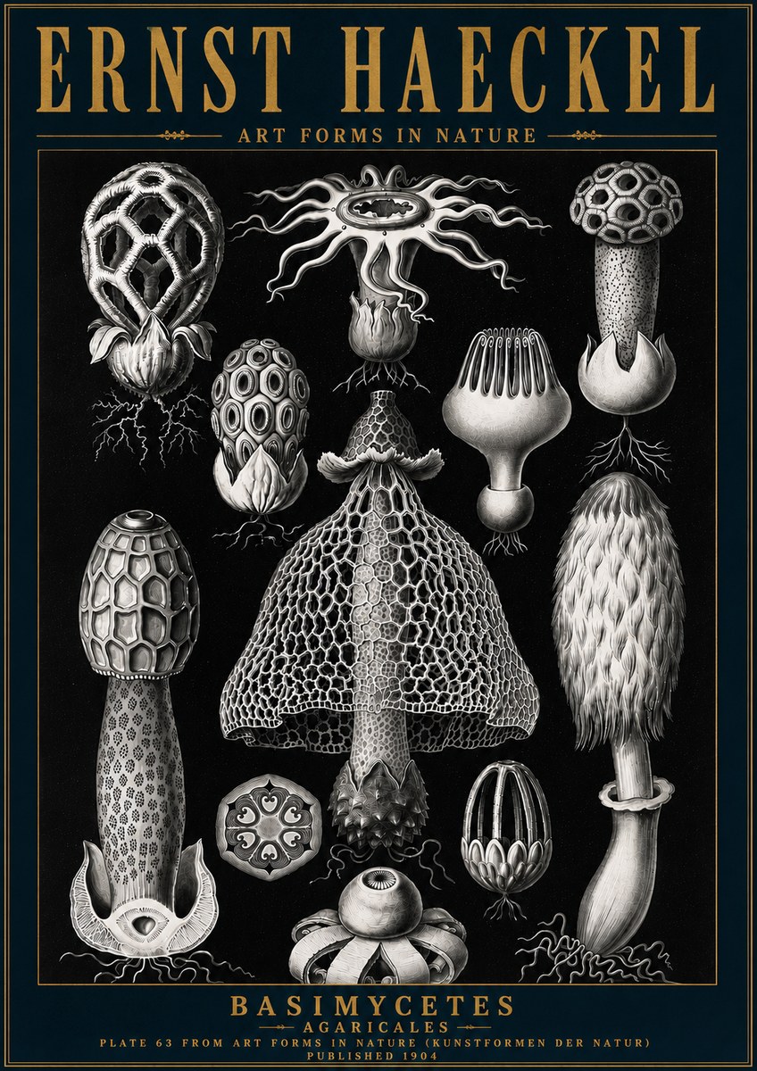 Ernst Haeckel Basimycetes Agaricales No6 - Poster