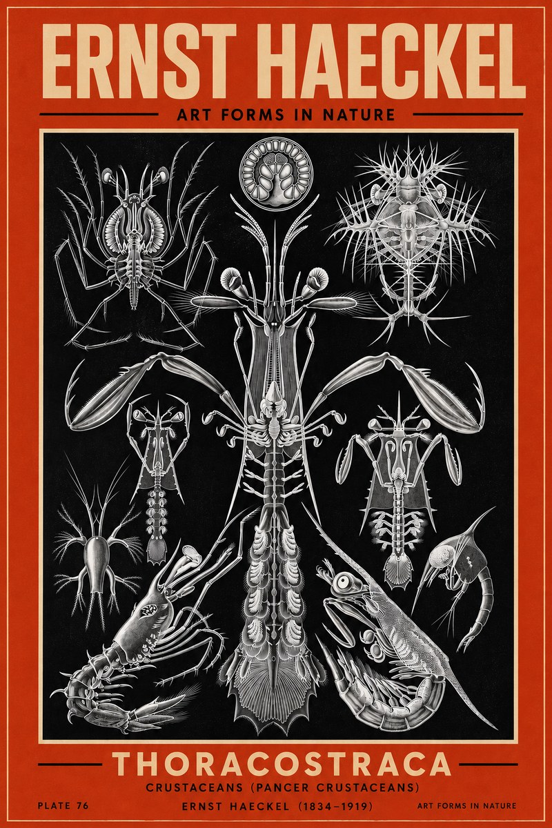 Ernst Haeckel Thoraocostraca - Crustaceans - Plate 76 No3 - Poster