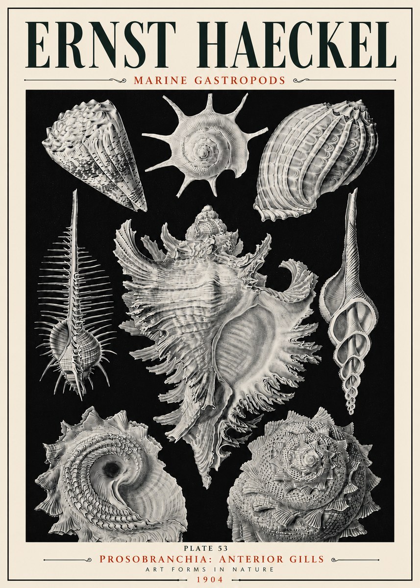 Ernst Haeckel Prosobranchia - Marine Gastropods No6 - Poster