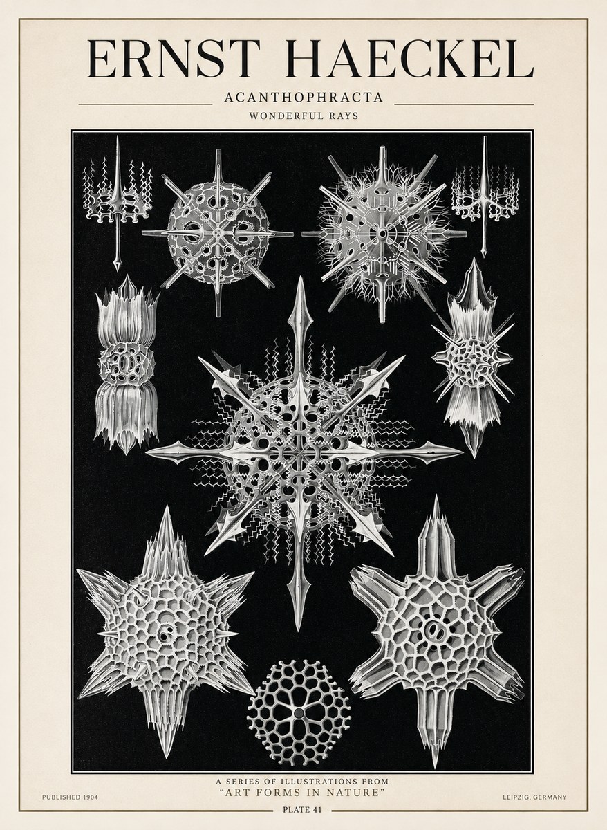 Ernst Haeckel Acanthophracta - Wonderful Rays No1 - Poster