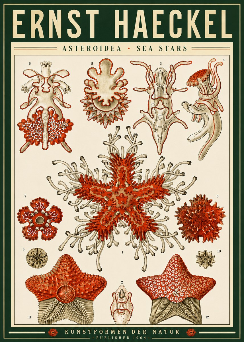 Ernst Haeckel Asteroidea. Sea Stars No4 - Poster