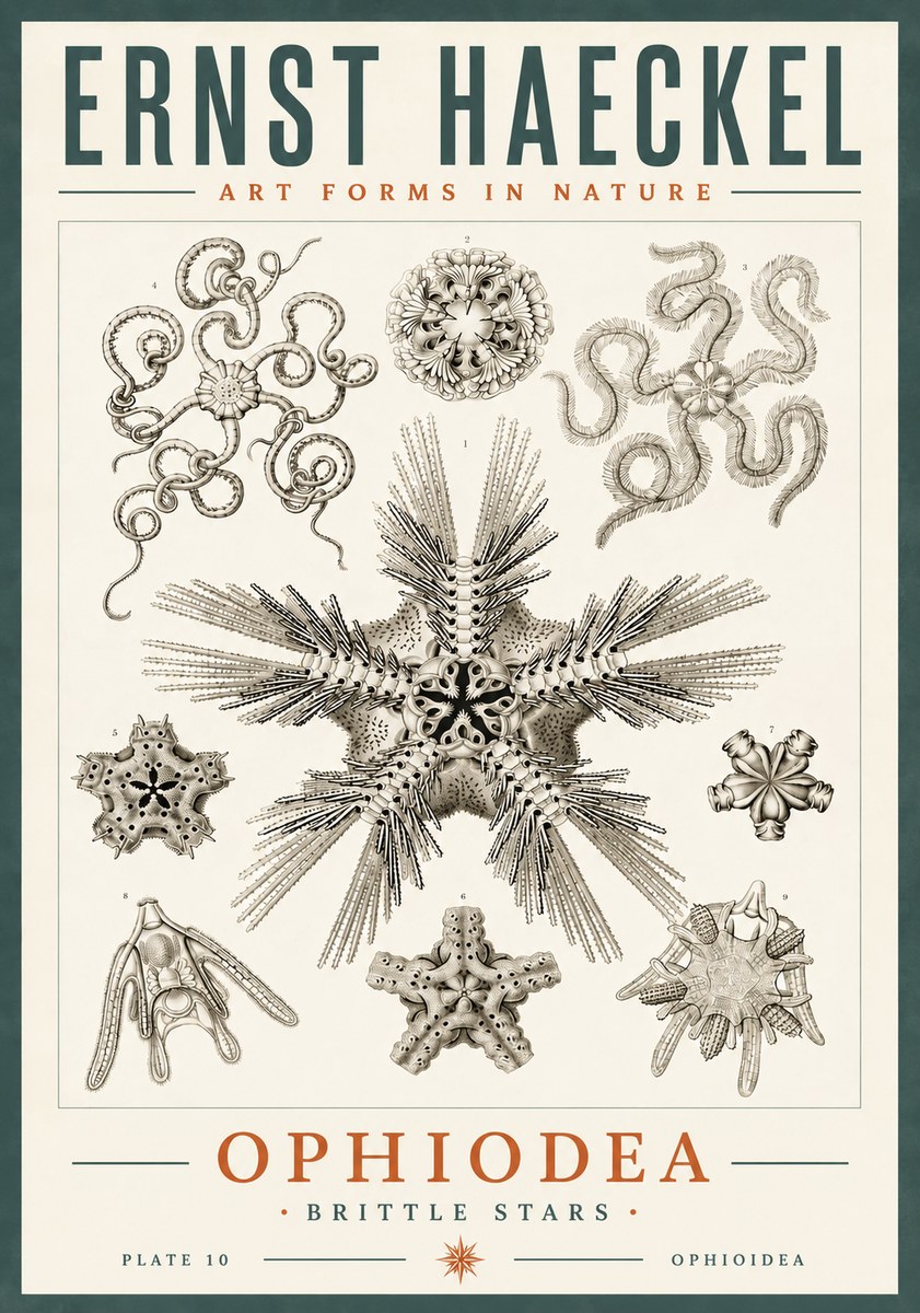 Ernst Haeckel Ophiodea - Brittle Stars I No6 - Poster