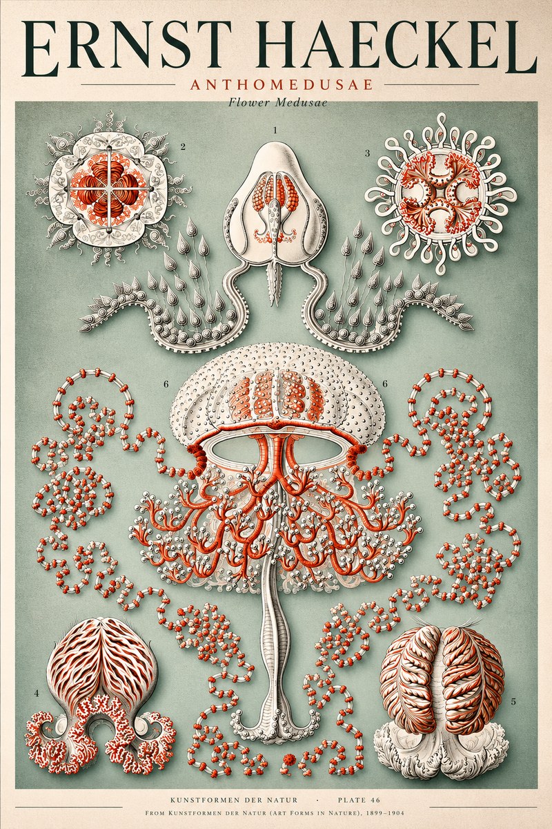 Ernst Haeckel Anthomedusae. Flower Medusae. No4 - Poster