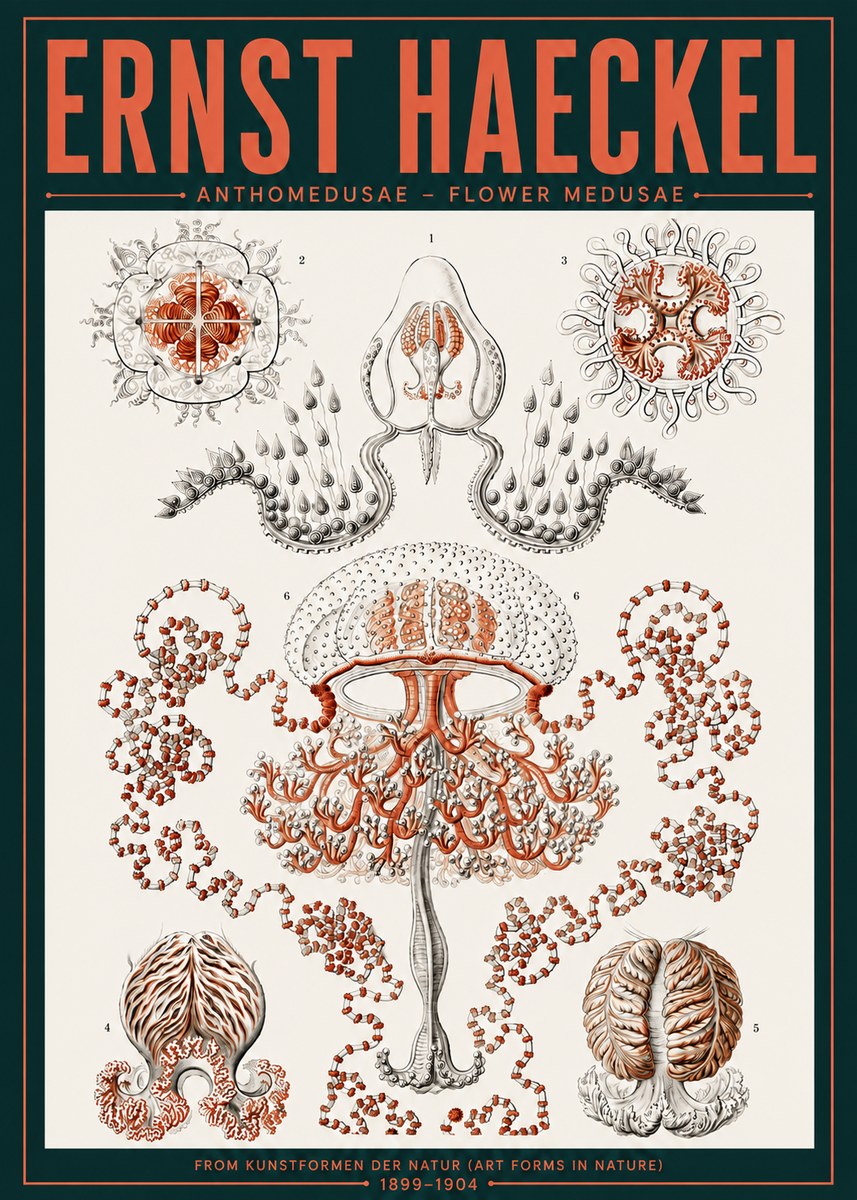 Ernst Haeckel Anthomedusae. Flower Medusae. No6 - Poster