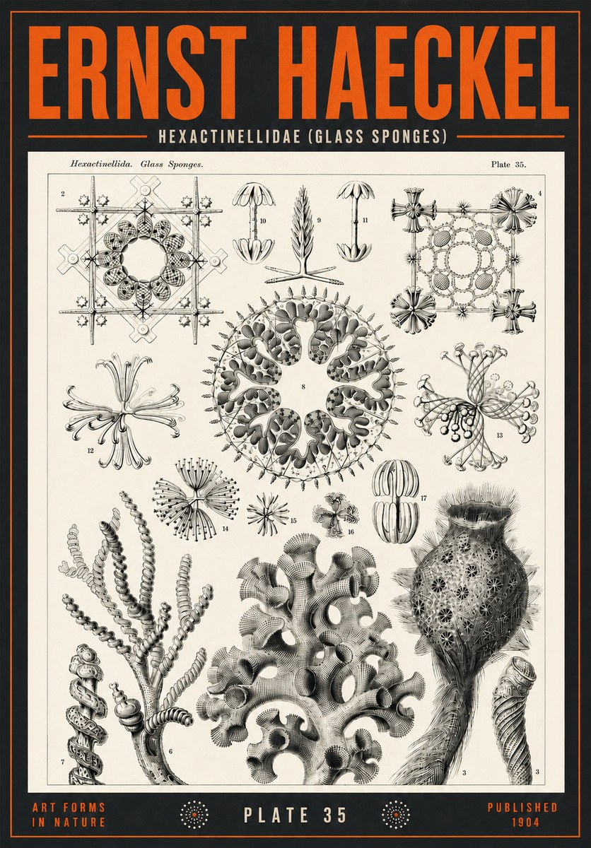 Ernst Haeckel Hexactinellida. Glass Sponges. No4 - Poster