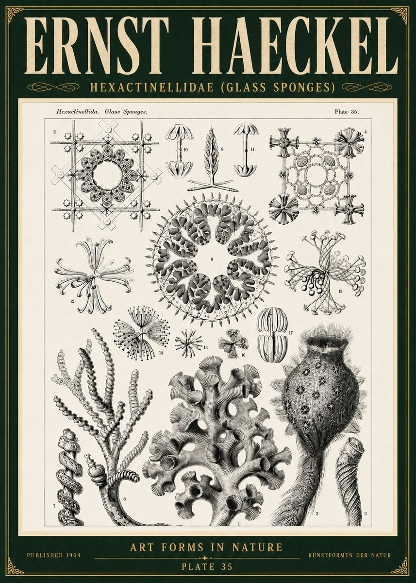 Ernst Haeckel Hexactinellida. Glass Sponges. No5 - Poster