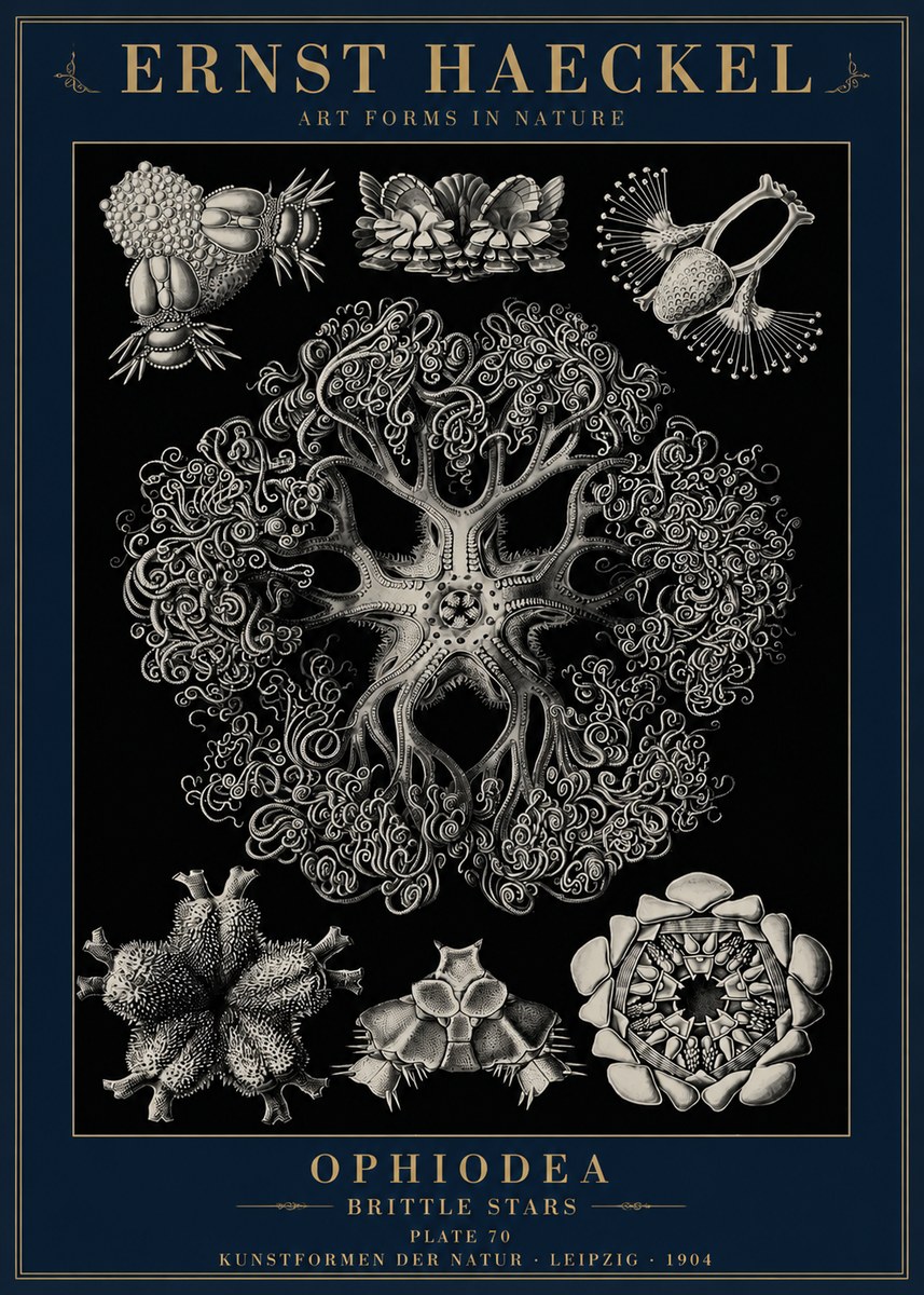 Ernst Haeckel Ophiodea - Brittle Stars II No6 - Poster