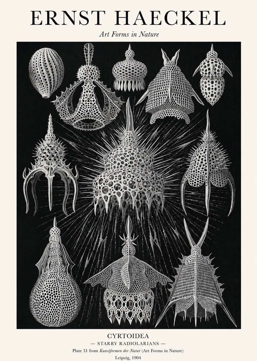 Ernst Haeckel Cyrtoidea - Starry Radiolarians No1 - Poster