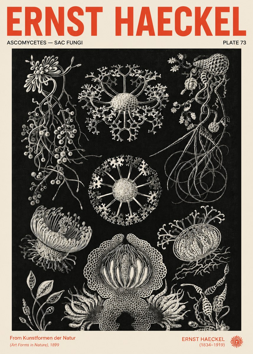 Ernst Haeckel Ascomycetes — Sac Fungi No4 - Poster