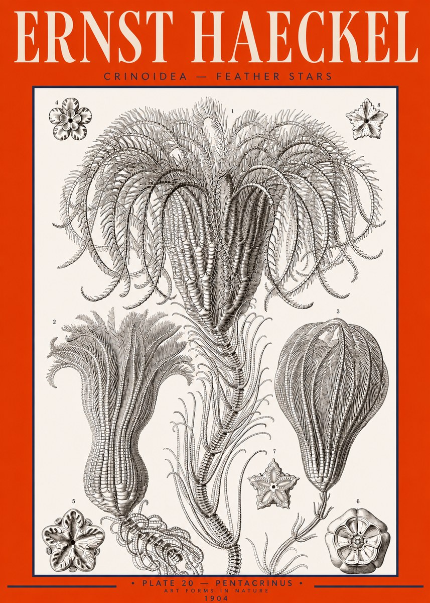 Ernst Haeckel Crinoidea - Palm Lilies No3 - Poster