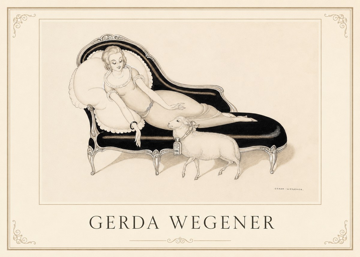 Gerda Wegener Lady with Lamb No1 - Poster