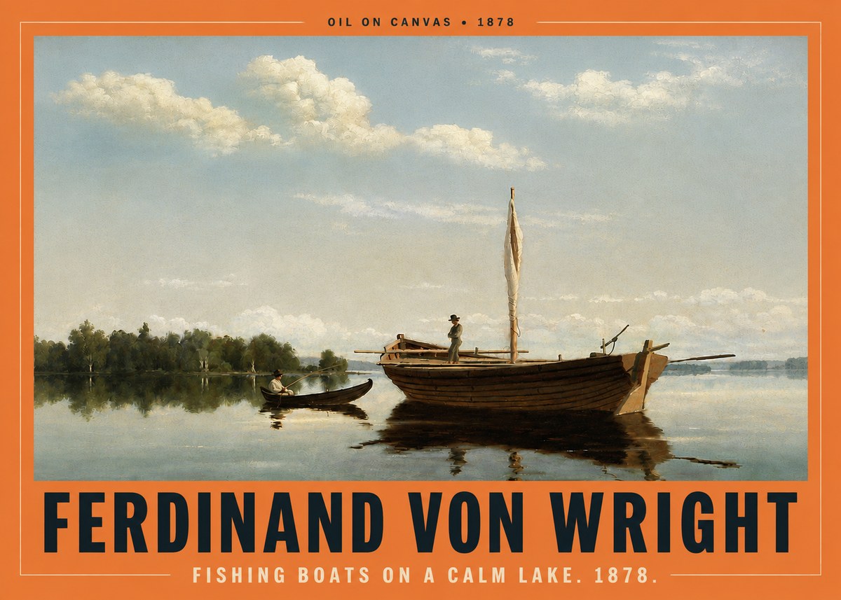 Ferdinand von Wright Fishing Boats on a Calm Lake. 1878. No4 - Poster