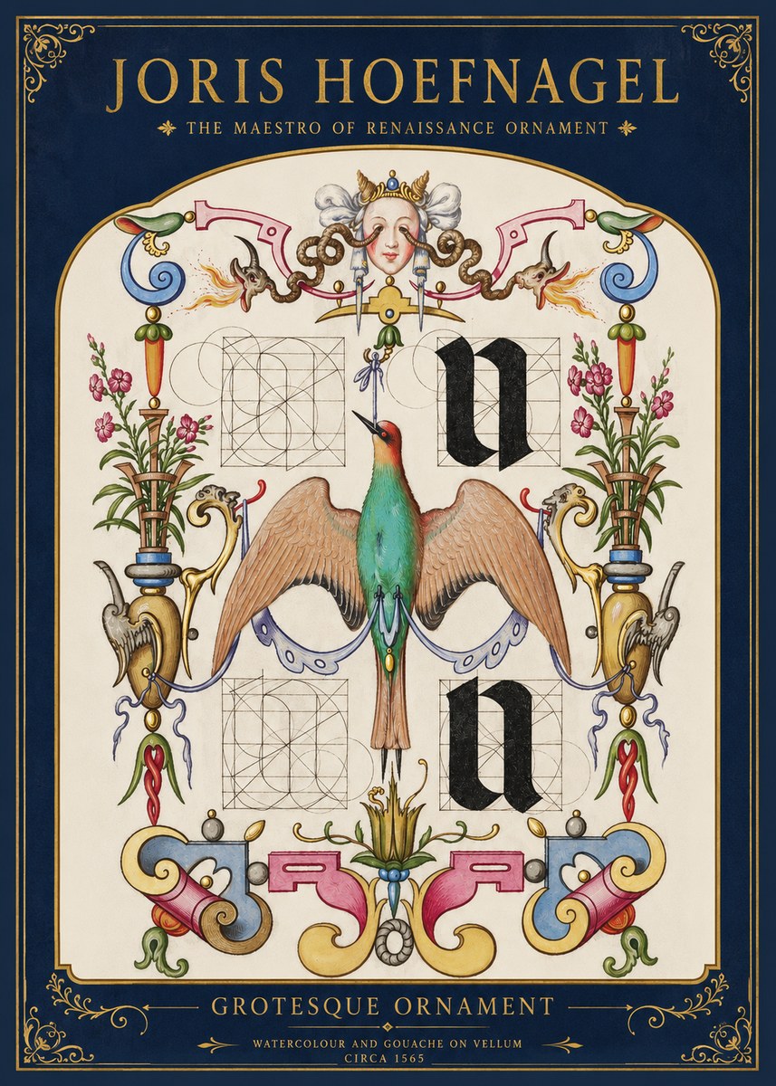 Joris Hoefnagel Grotesque Ornament No2 - Poster