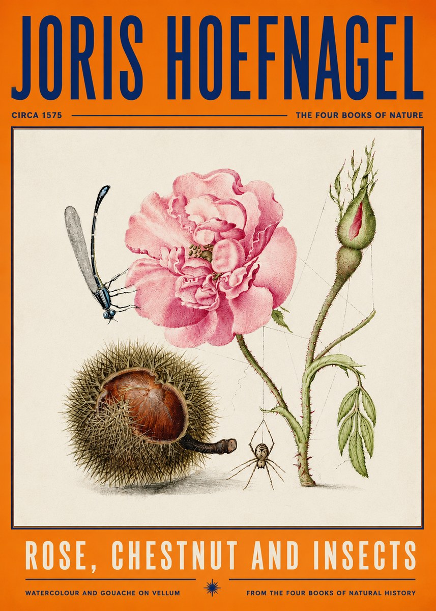 Joris Hoefnagel Rose, Chestnut and Insects No4 - Poster