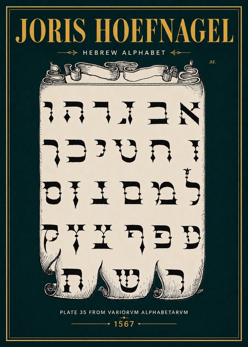 Joris Hoefnagel Hebrew Alphabet No4 - Poster