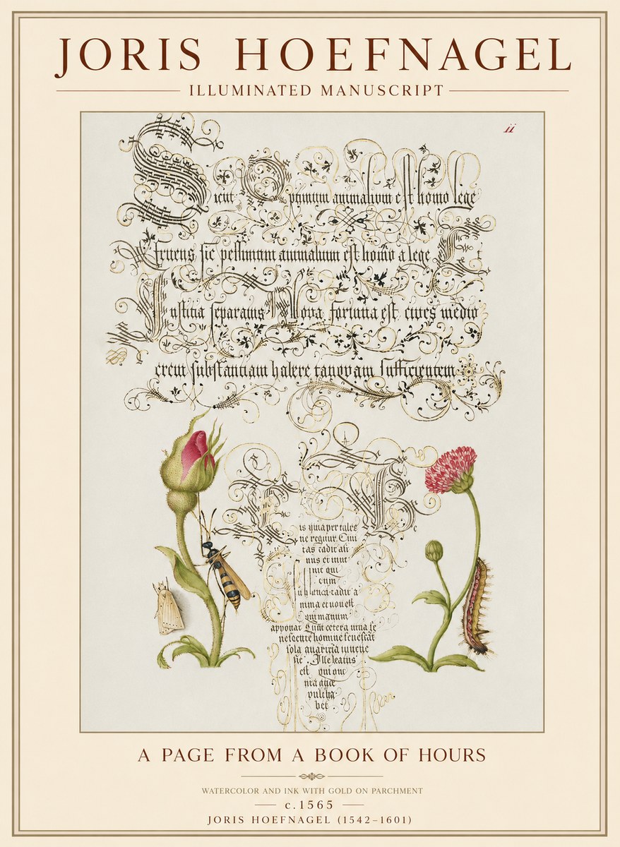 Joris Hoefnagel A Page from a Book of Hours No1 - Poster