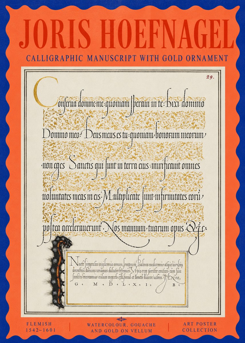 Joris Hoefnagel Calligraphic Manuscript with Gold Ornament No5 - Poster