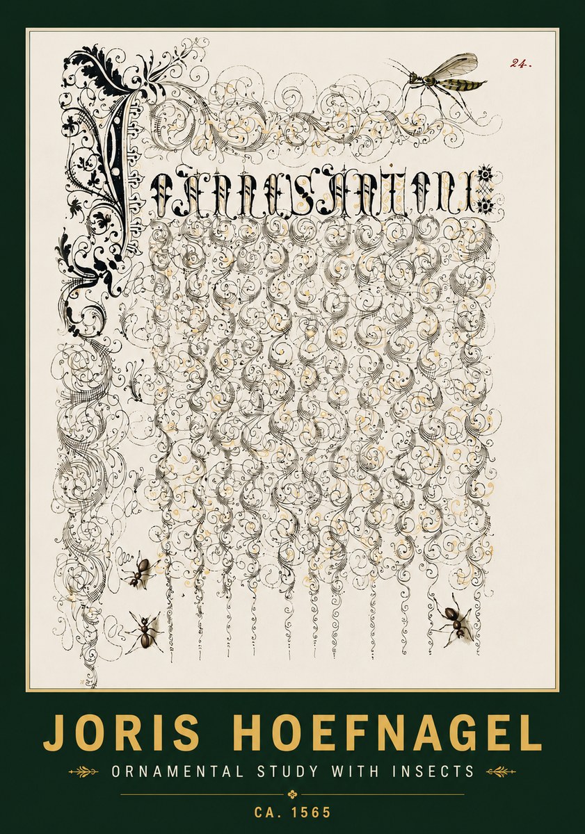 Joris Hoefnagel Ornamental Study with Insects No4 - Poster