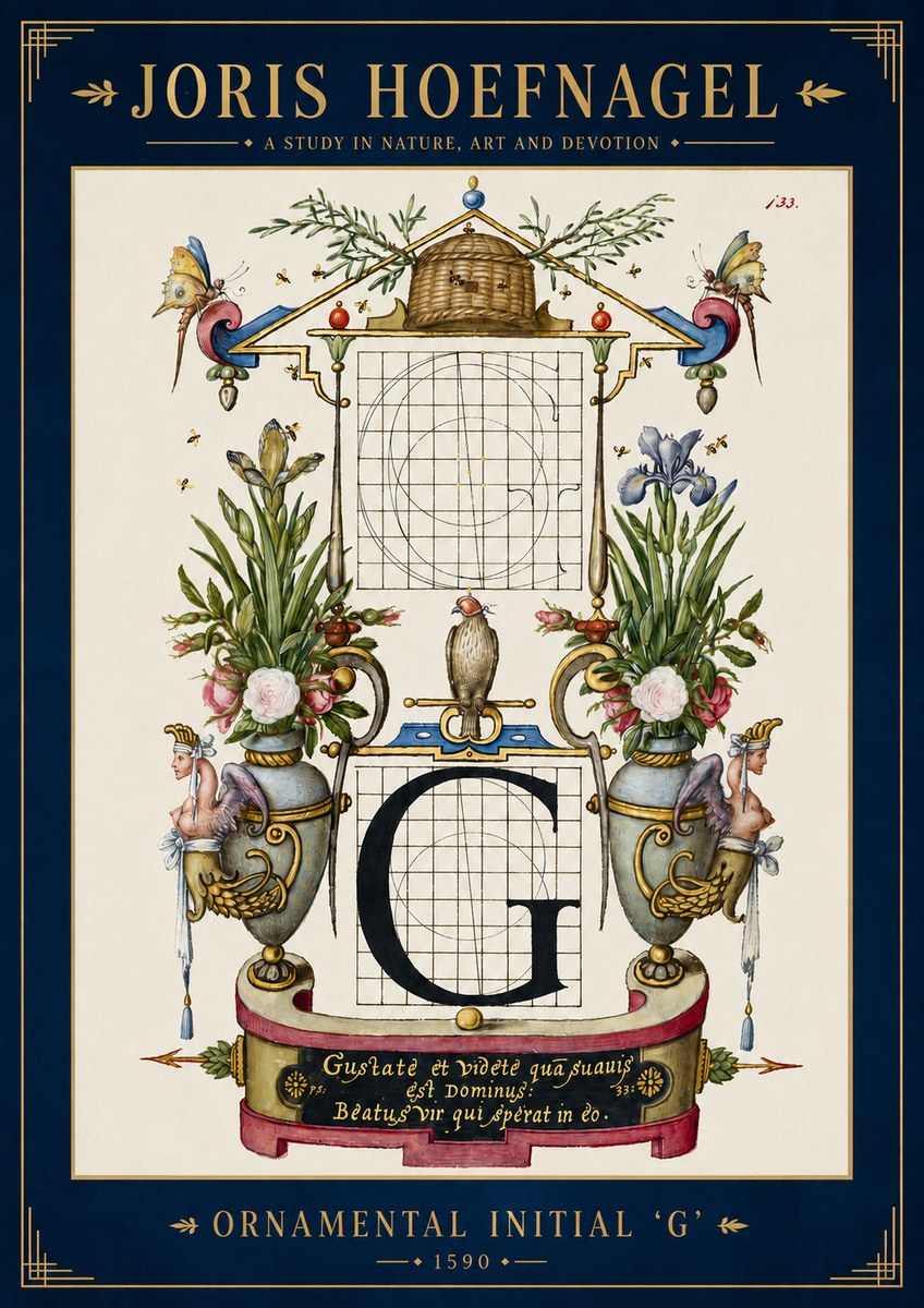 Joris Hoefnagel Ornamental Initial 'G' No3 - Poster