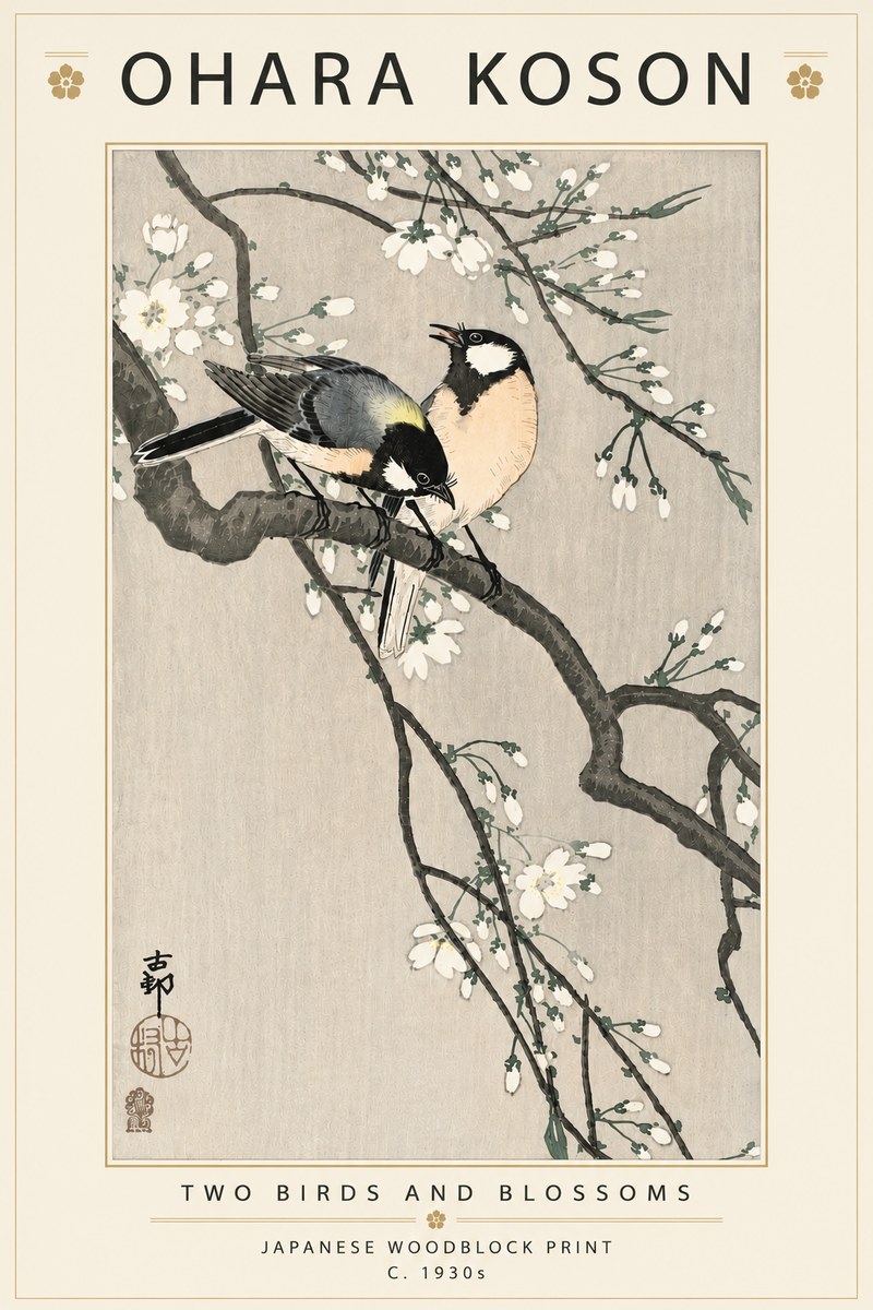 Ohara Koson Two Birds and Blossoms I No5 - Poster