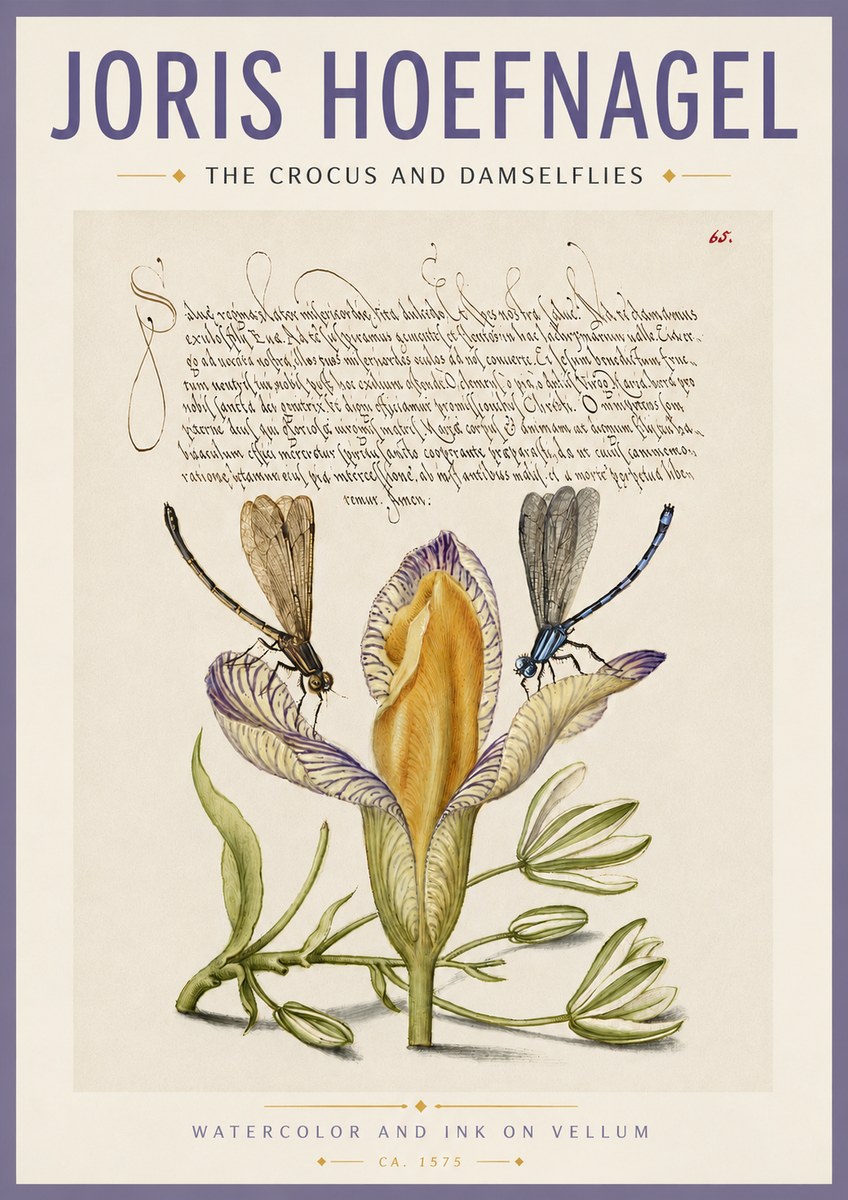 Joris Hoefnagel The Crocus and Damselflies No4 - Poster