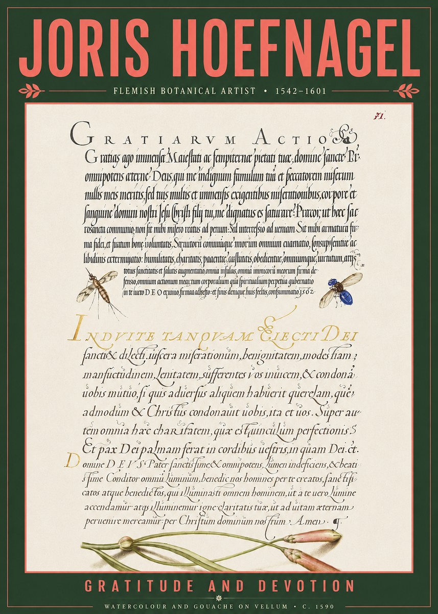 Joris Hoefnagel Thanksgiving to God • Institute for Botanical Studies No5 - Poster
