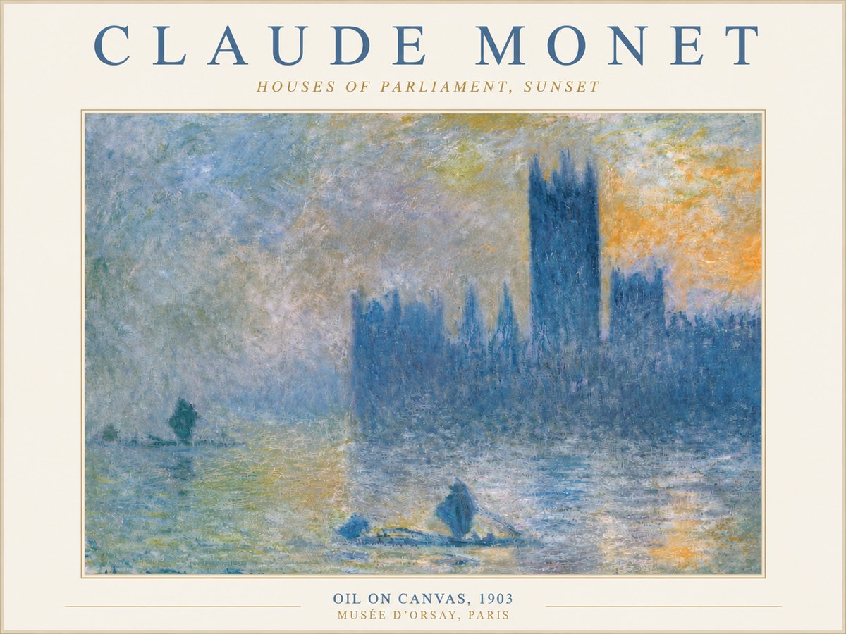 Monet Houses of Parliament, Sunset No3 - Poster