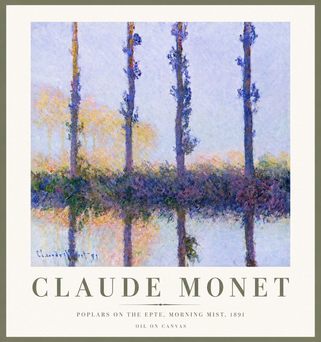 Monet Poplars on the Epte, Morning Mist, 1891 No4 - Poster
