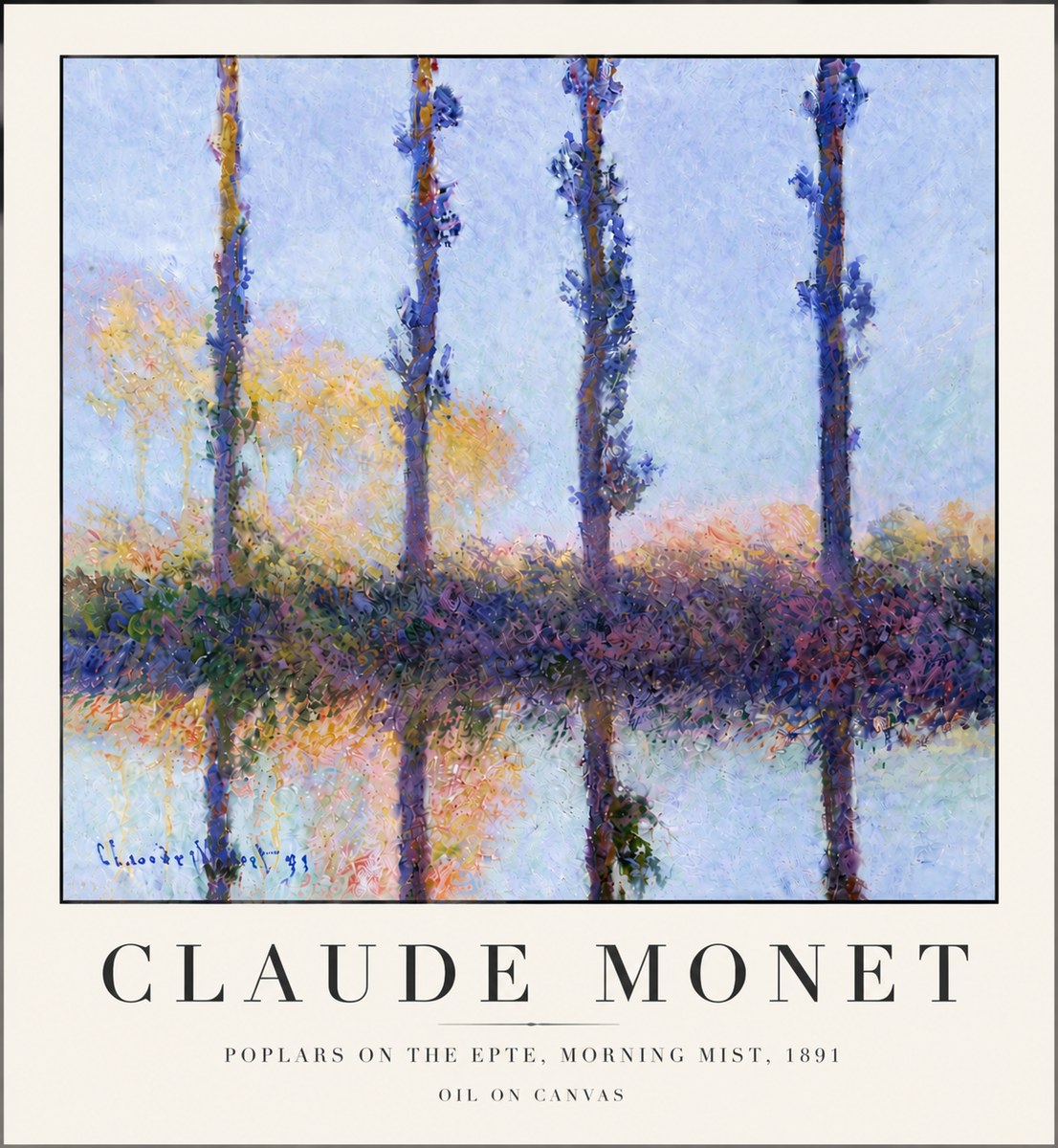 Monet Poplars on the Epte, Morning Mist, 1891 No6 - Poster
