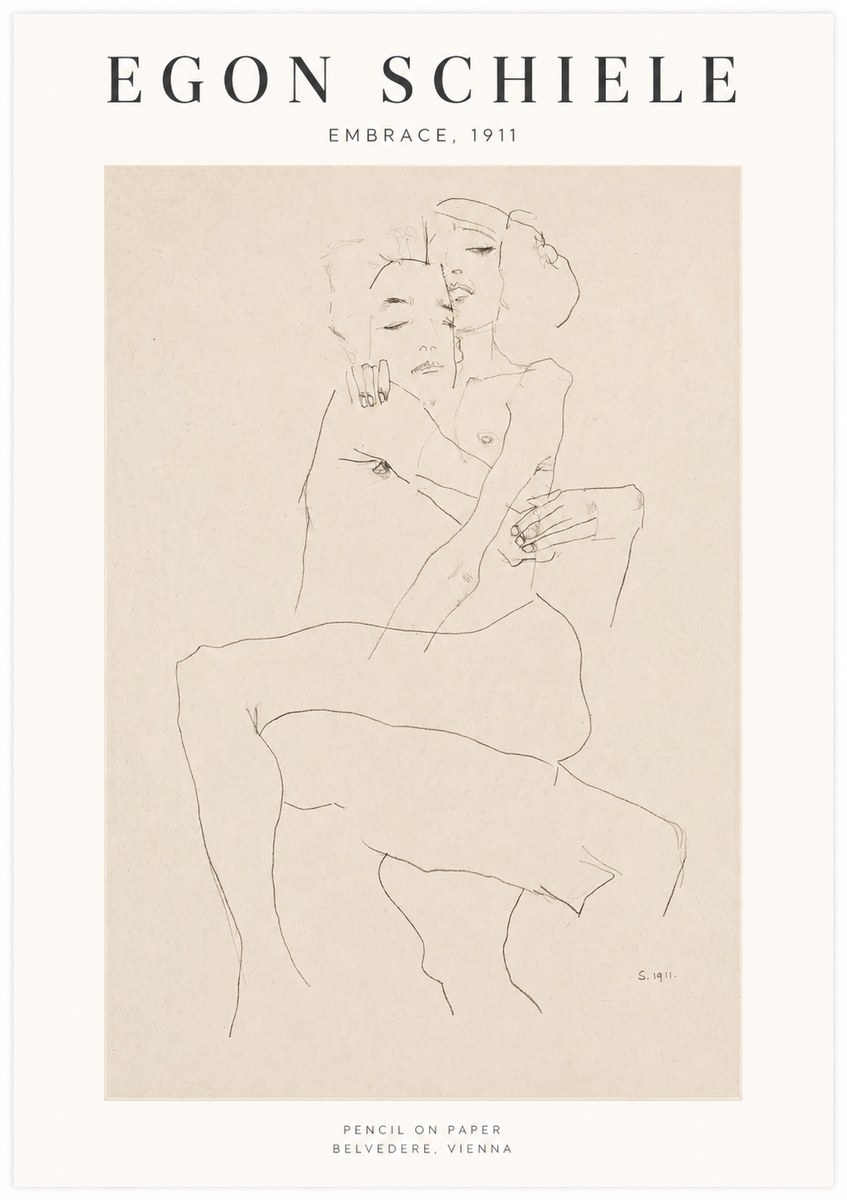 Schiele Embrace, 1911 No1 - Poster