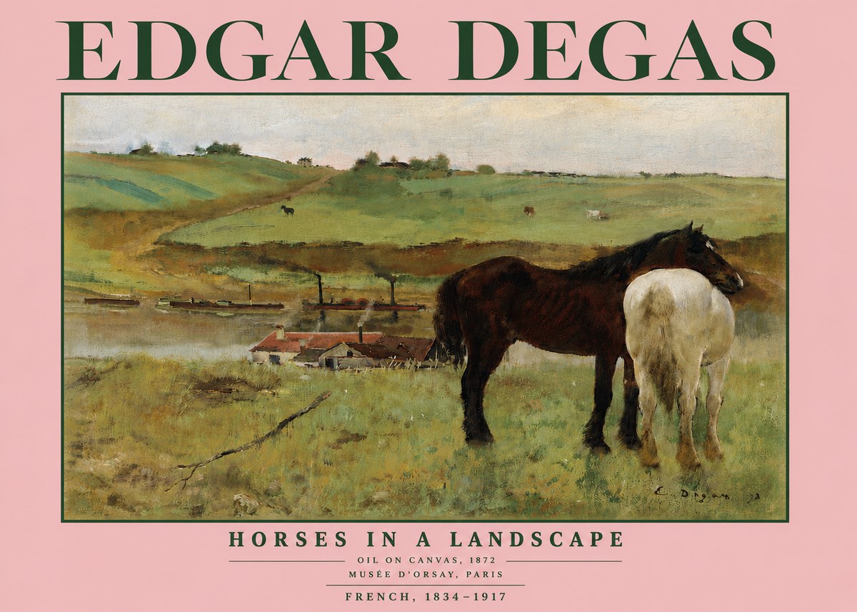 Edgar Degas Horses in a Landscape No5 - Poster