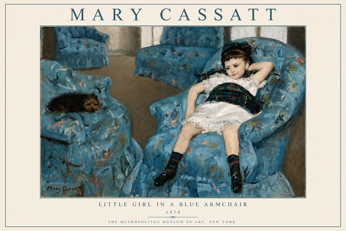 Mary Cassatt Little Girl in a Blue Armchair No6 - Poster