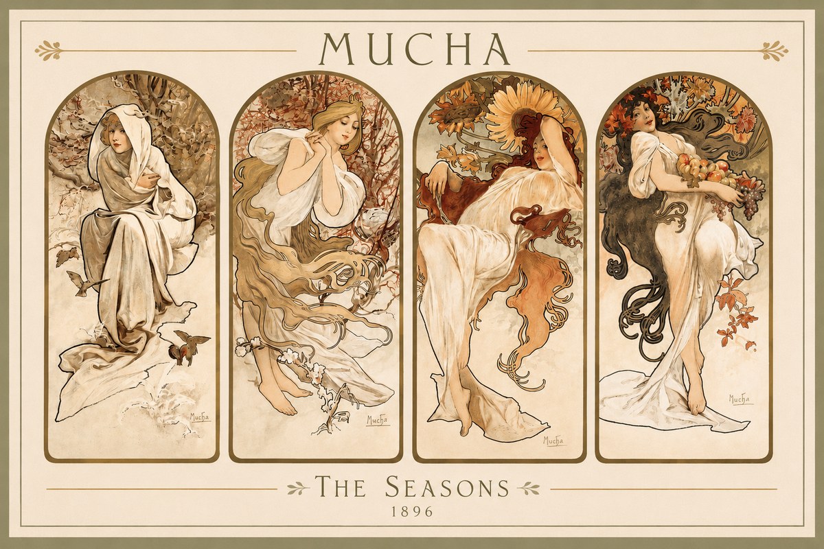 Mucha The Seasons No2 - Poster