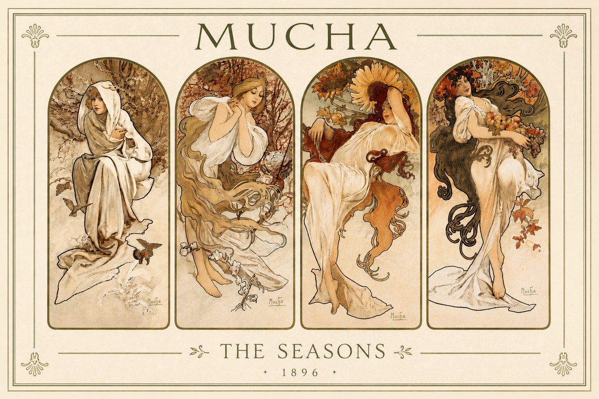 Mucha The Seasons No5 - Poster