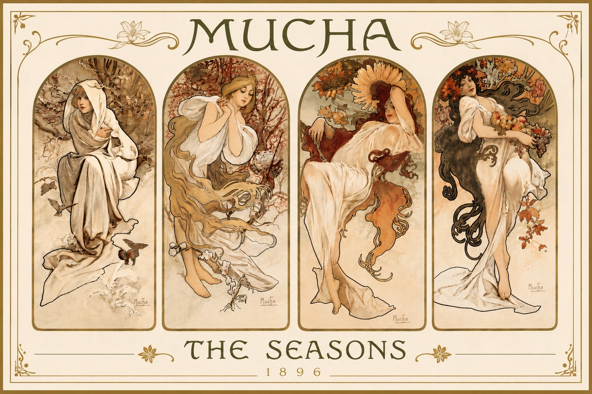 Mucha The Seasons No6 - Poster